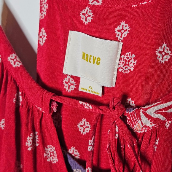 Maeve Anthropologie Kira Printed Floral Maxi Dress Spaghetti Strap‎ Tassel XL - Picture 2 of 5